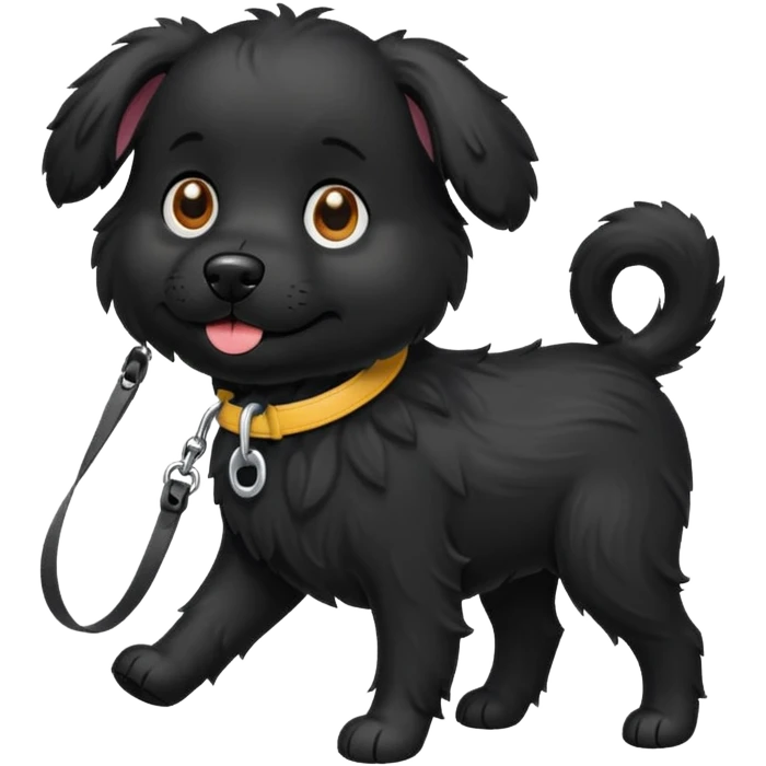 Black dog walking in a leash emoji