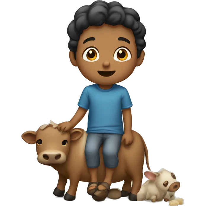 Niño besando una vaca emoji