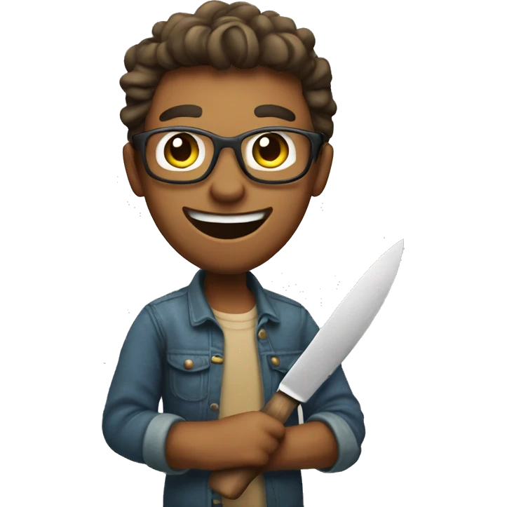Happy crafter with a knife emoji