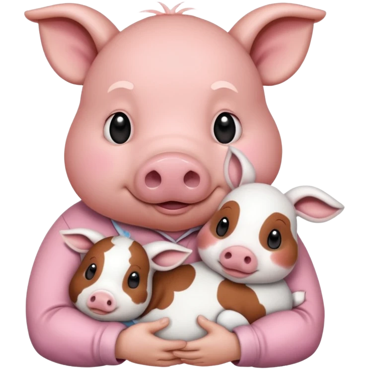 Home of rat, pig as parent hugging  cow, rabbit baby emoji