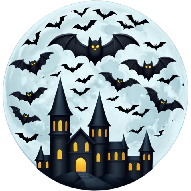 full moon with bats emoji