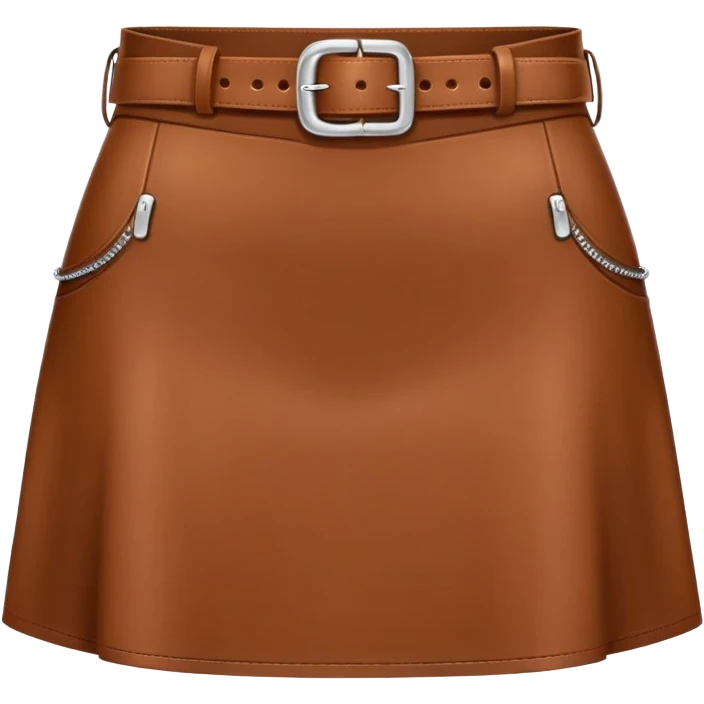 mini brown leather skirt with belt emoji