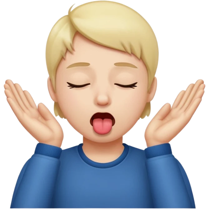 sticking out tongue with shut eyes and hand over ears emoji