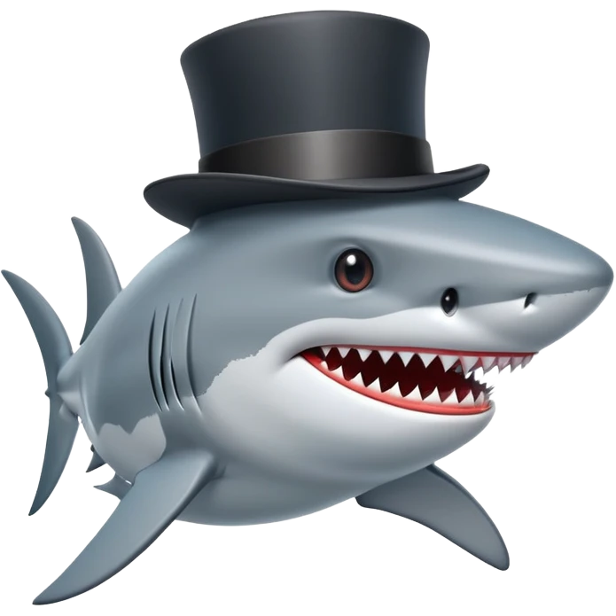 Shark with a top hat emoji