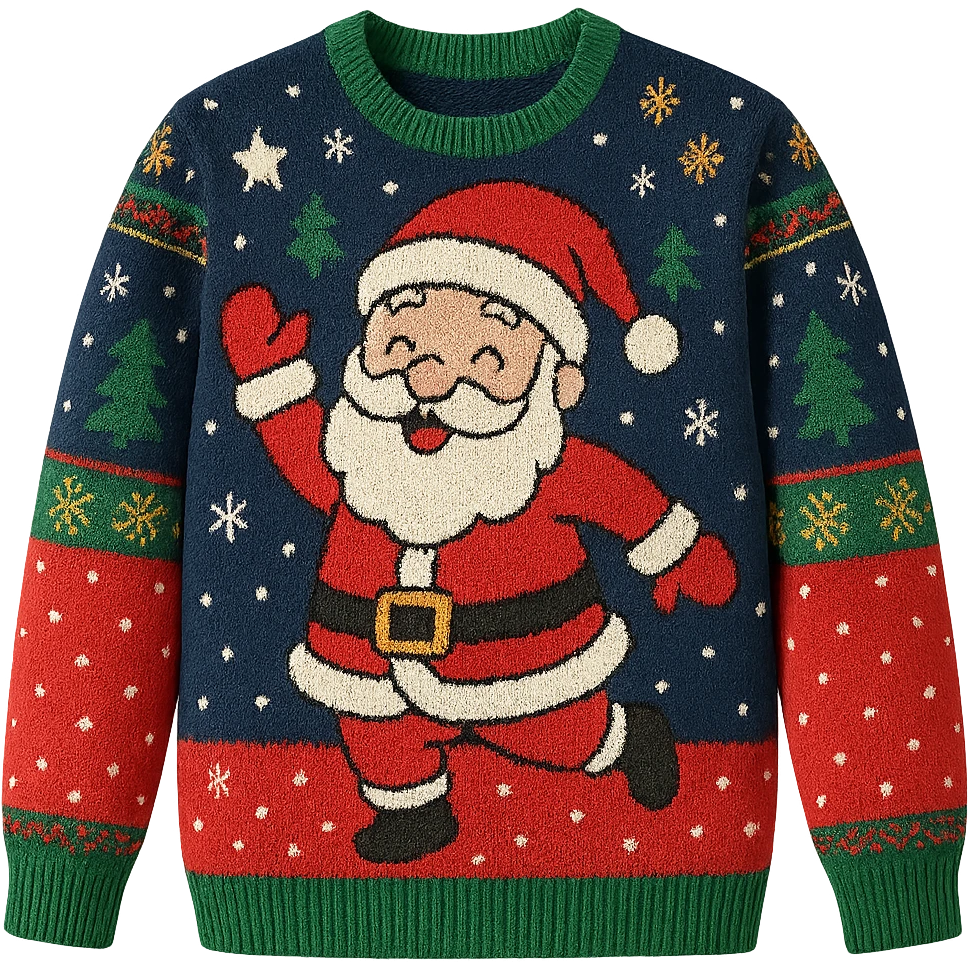 christmas jumper multicolored with Santa Claus playful style emoji