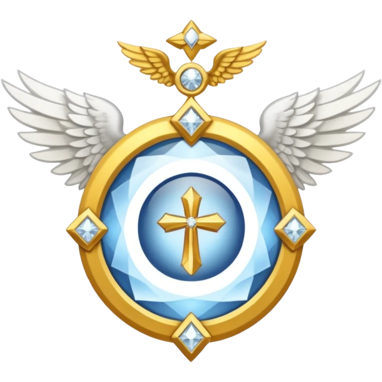 holy saint emblem with white wings and diamond in the middle emoji
