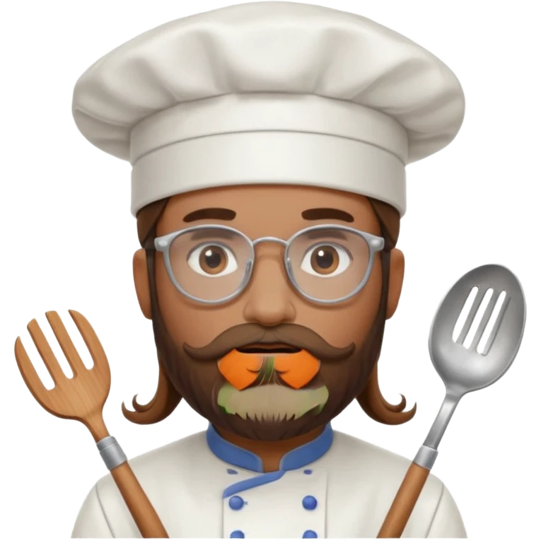 Foggy glasses Pastry chef whith long brown hair and beard emoji
