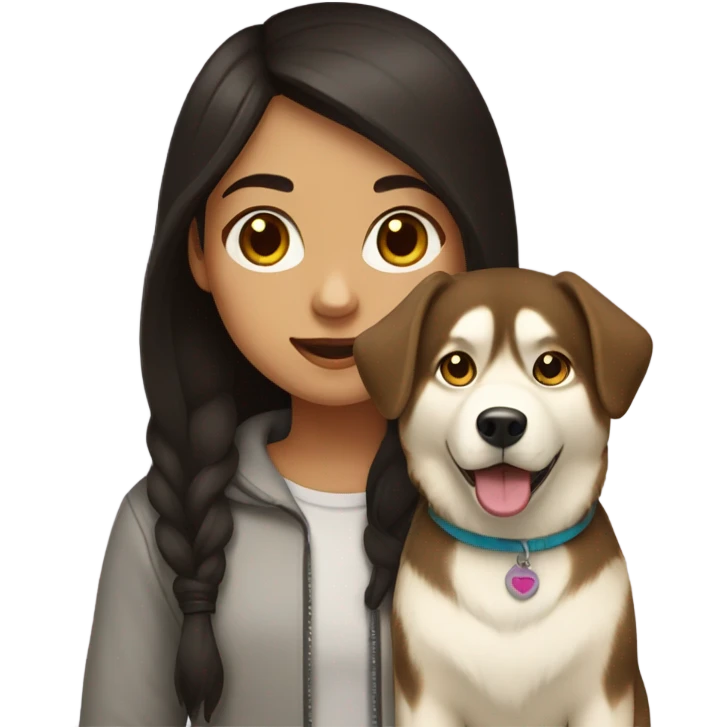A girl Dark brown  hair next to a light dorée  Husky emoji