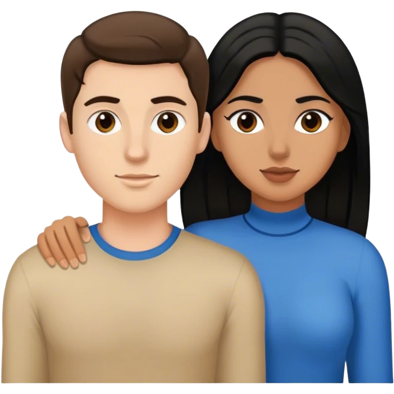 White boyfriend with brown hair and Hispanic girlfriend with black hair emoji