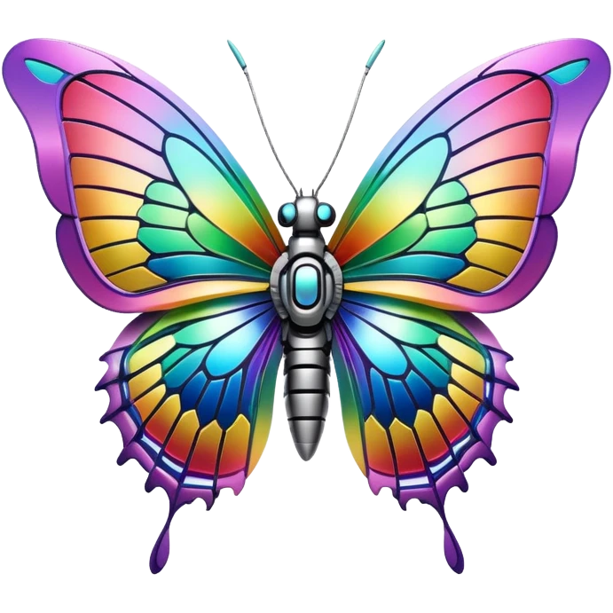 Robotic Iridescent Rainbow Cybernetic Futuristic Cyber Butterfly emoji