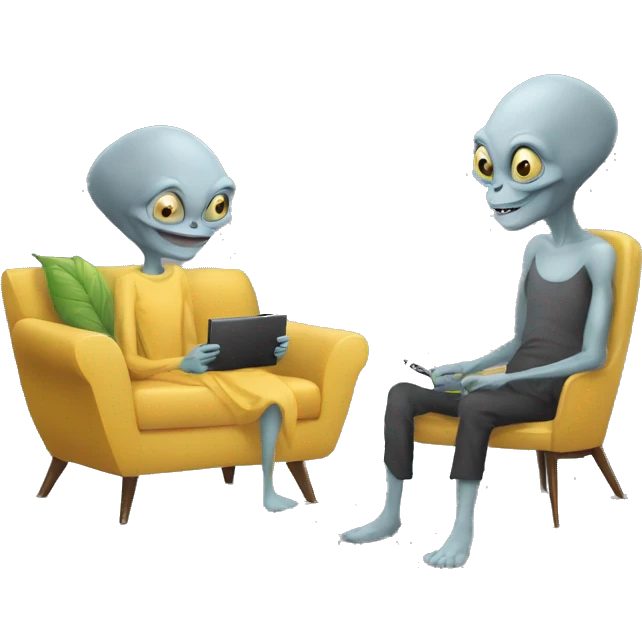 Grey alien and Jim Carrey watching tv  emoji