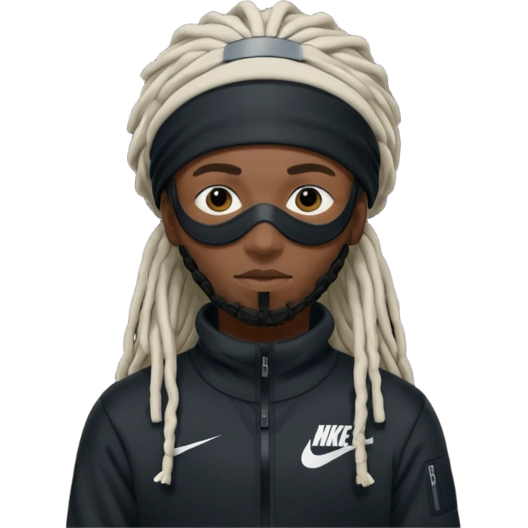 make a black person i nike tech with dreads and ski mask emoji