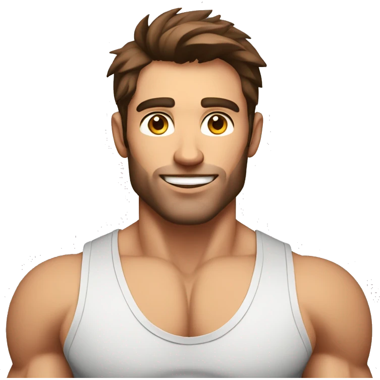 nutritionist, handsome and ripped primal looking man with brown hair emoji