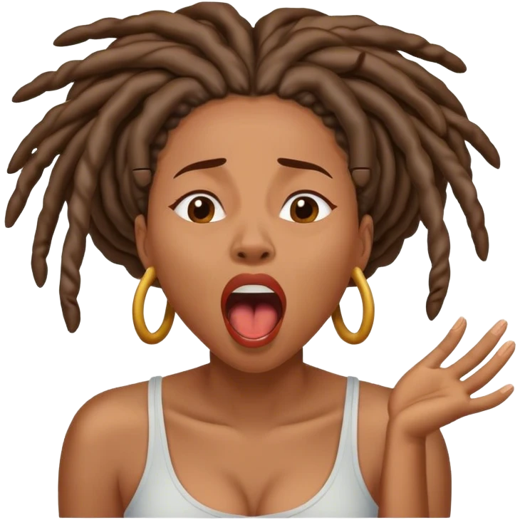 Black woman with locs yawning  emoji