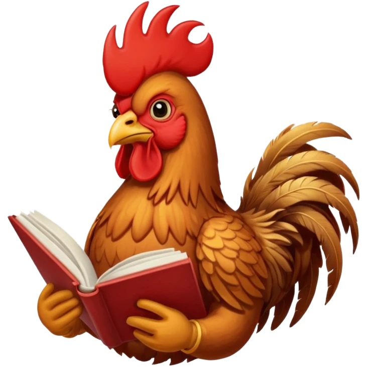 Rooster reading book emoji