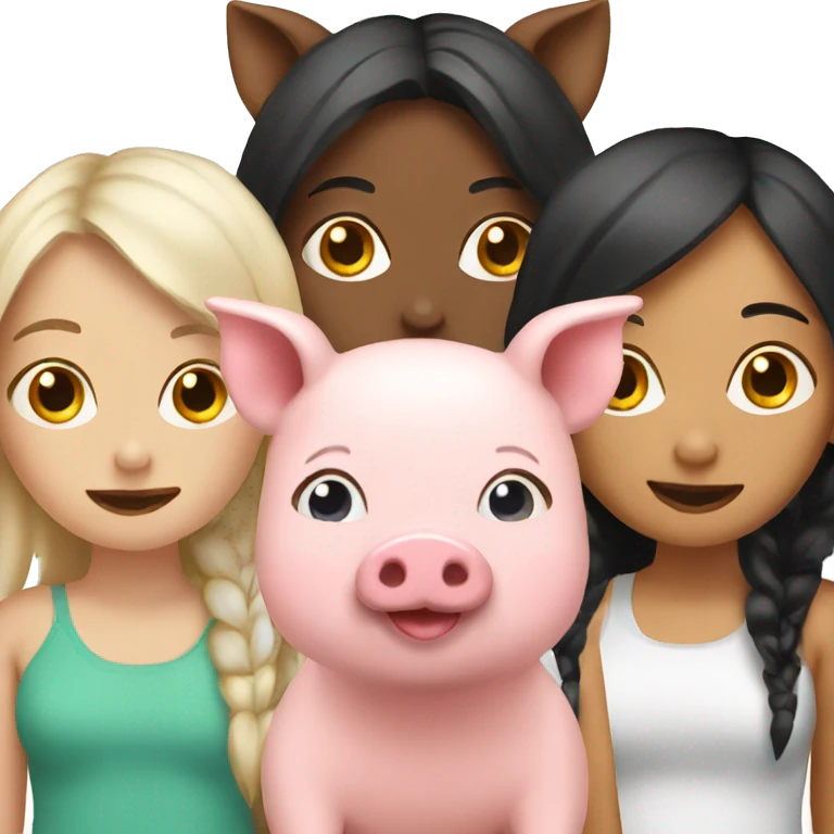3 girls as pigs emoji