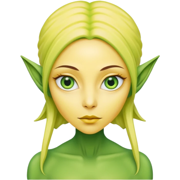  lady alien with yellow skin, Half body. emoji