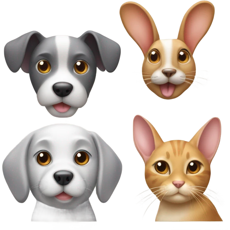 Dog and cat and rabbit and a mouse emoji