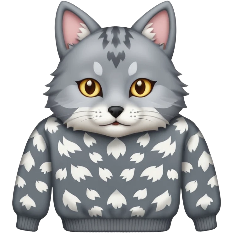 A cat with a Wolf a cat wearing a wolf-shaped sweater emoji