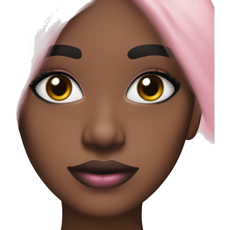 black haired girl with wispy lashes and pink lipgloss emoji