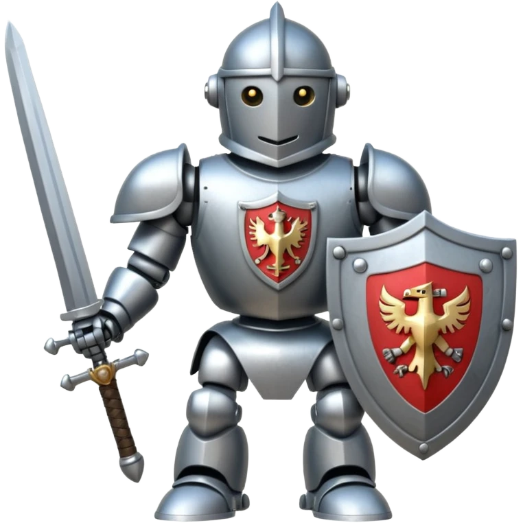 Knight Robot with a shield and sword and a crest in the chest  emoji