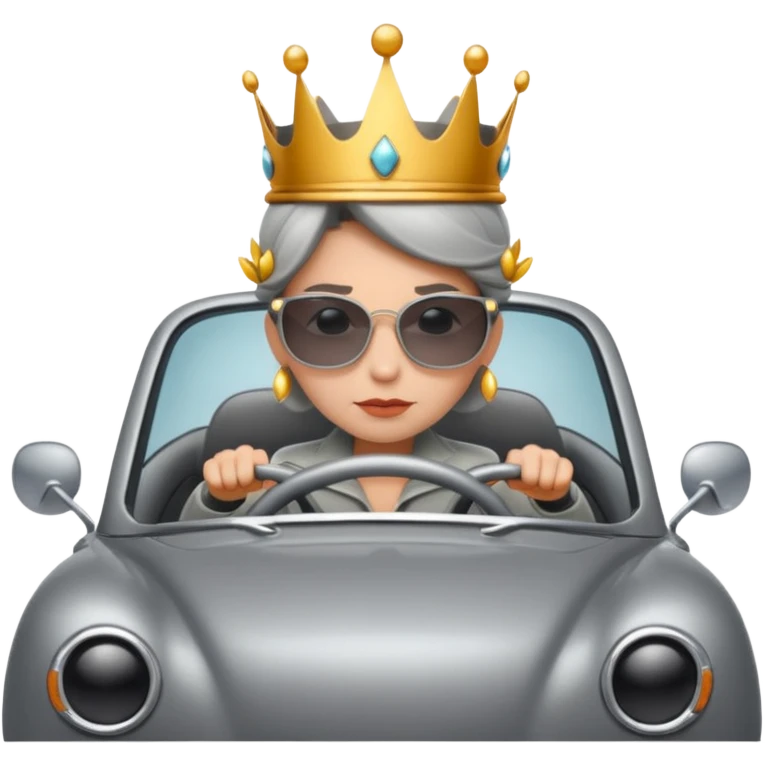 Ant queen driving a grey car emoji