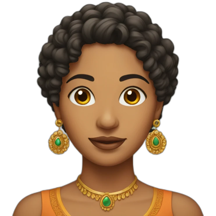 Indian woman with curly hair and earrings emoji