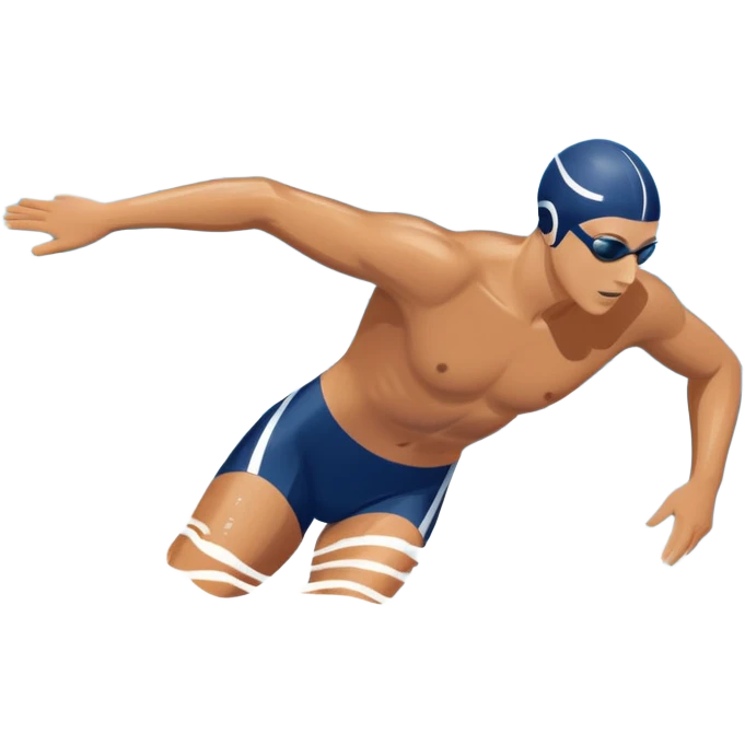 An icon featuring a swimmer in mid-stroke, cutting through the water with a strong, fluid motion. The design includes ripples around the swimmer’s body and a pool lane line in the background, symbolizing speed and technique in swimming. Transparent background highlights the grace emoji