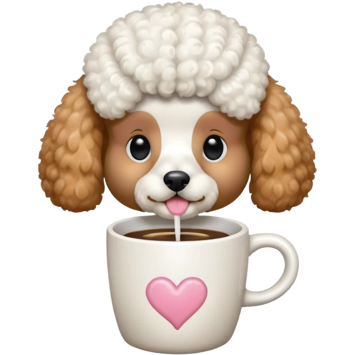 Poodle with coffee emoji