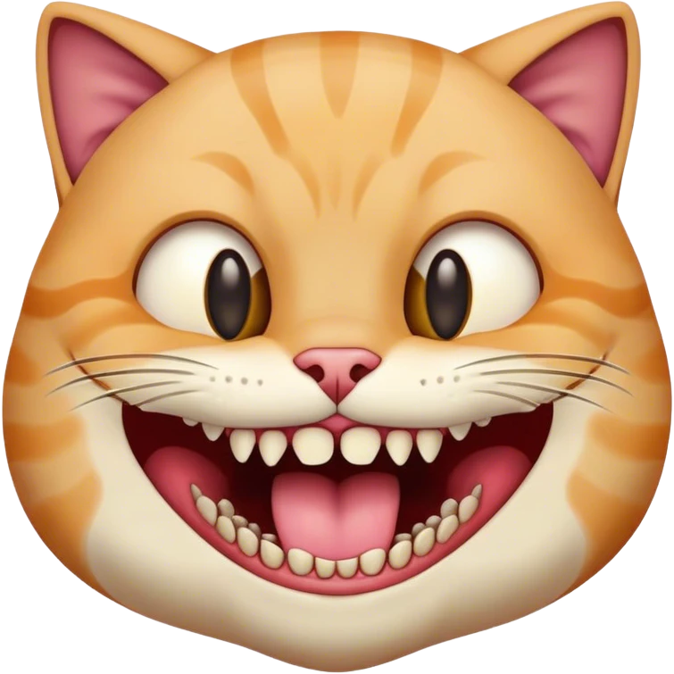 a cat with an uncanny amount of human-like teeth emoji