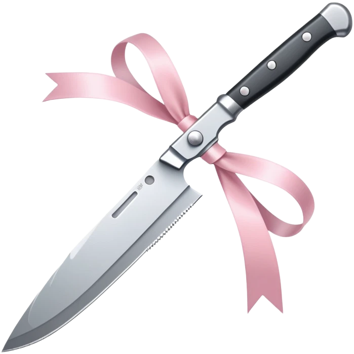 Knife with a dainty light pink ribbon emoji
