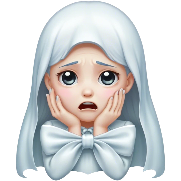 ghost girl wearing a bow and crying  emoji