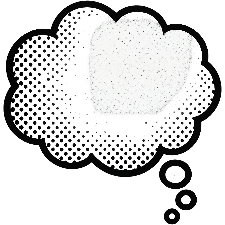 empty comic thought bubble, outlined, classic cartoon style, no face emoji