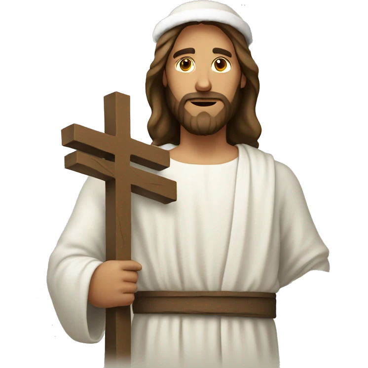 Jesus Holding a cross and wearing a Santa hat emoji