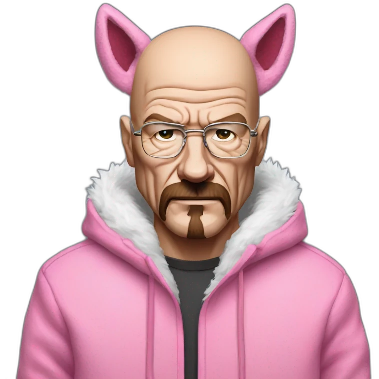 walter white wearing a pink wolf furry suits emoji