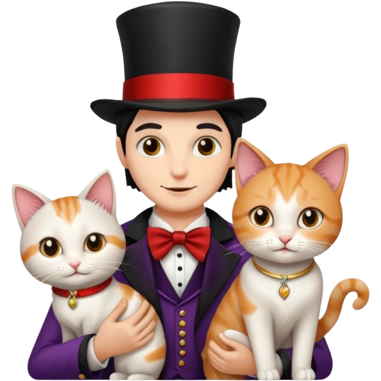 magician couple and their pet cat emoji