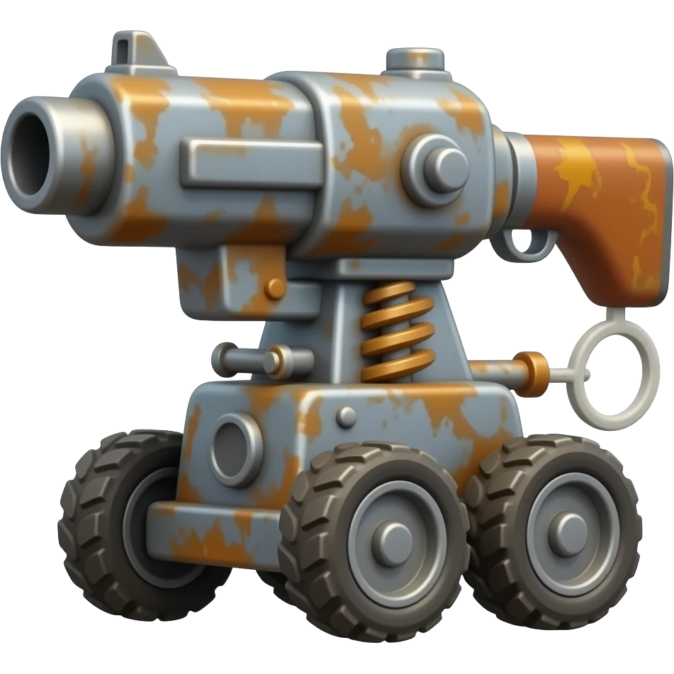rusty gun machine on wheels emoji