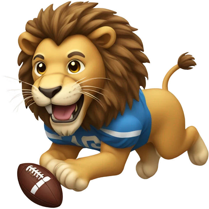 Lion running with a football emoji