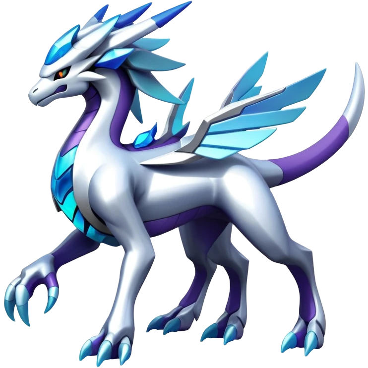 Futuristic Modern Shiny Cyber-Suicune-Dialga-Reshiram-Creature, (full body) emoji
