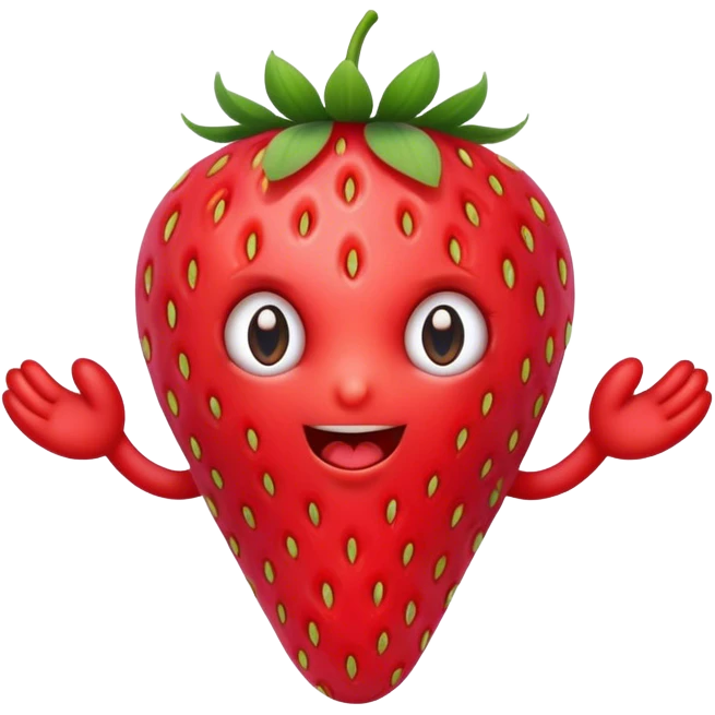 Strawberry with arms and eyes emoji