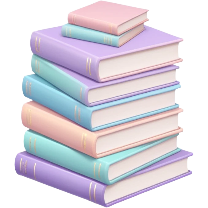 stack of pastel aesthetic books, soft shadows, smooth, gentle sparkle or glow, minimalistic clean girl vibe emoji