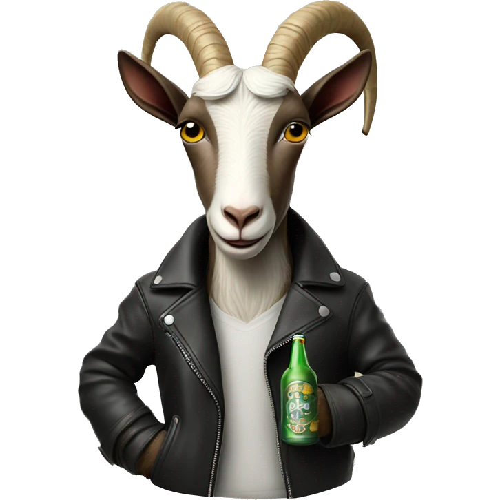 Goat in leather jacket with a beer smoking a cigarette emoji