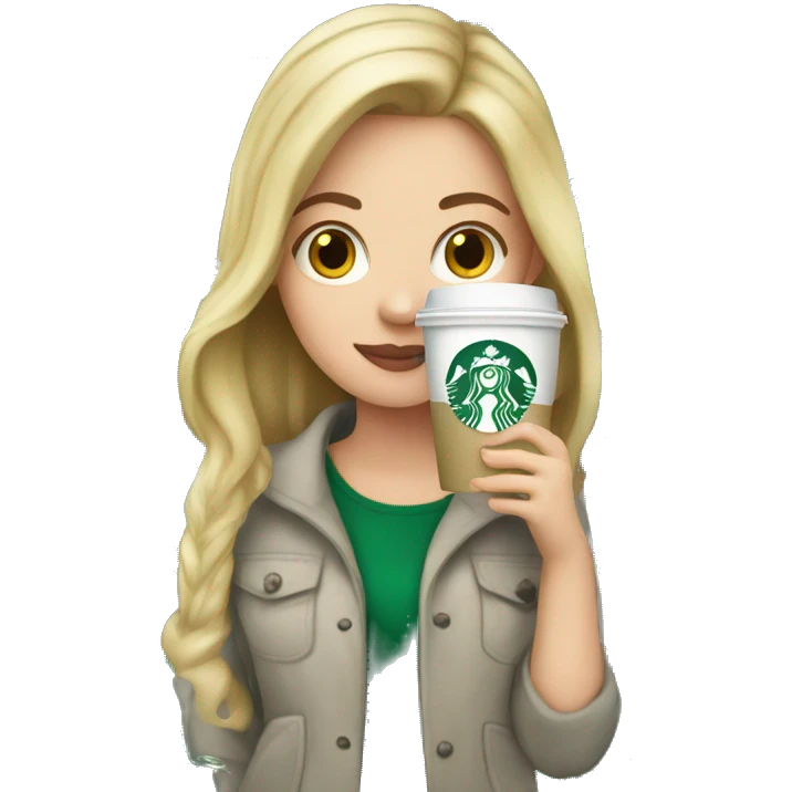 White girl holding Starbucks  emoji