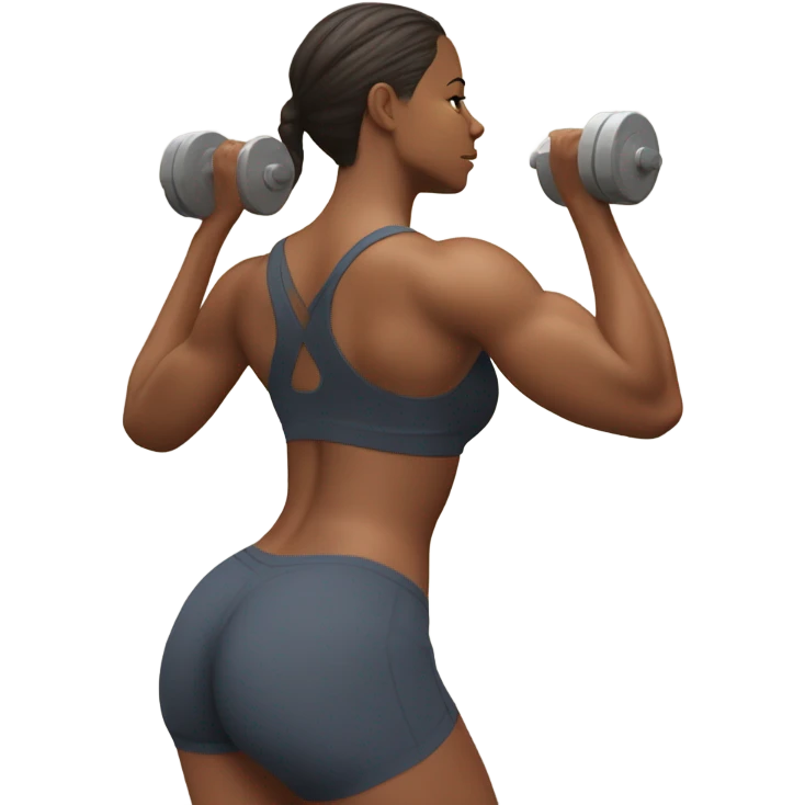 fitness model low squat pose direct back view hyperealistic with very developed glute muscles centered emoji