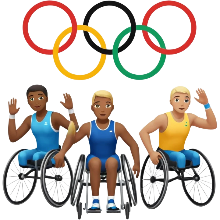 paralympic games with disable athletes with the olympic rings emoji