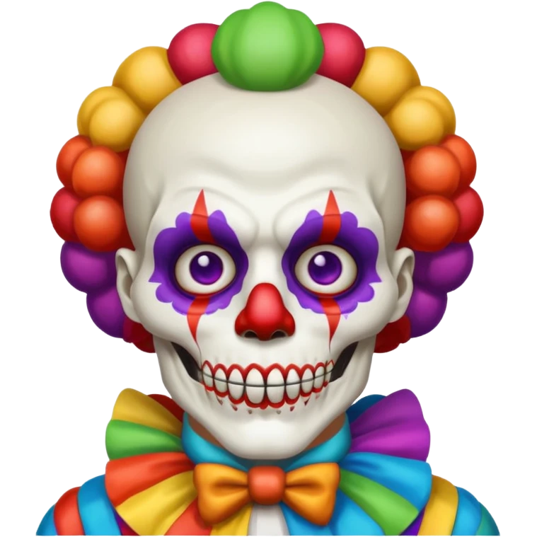 cute skeleton man clown with makeup emoji