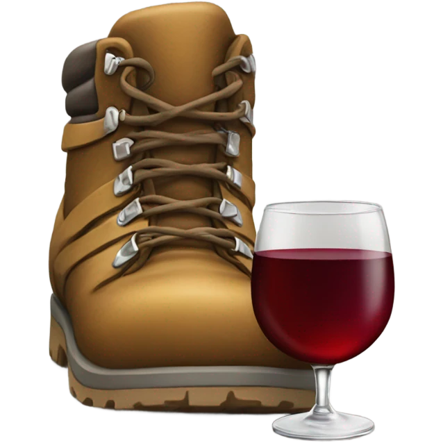 Hiking boot with a glass of wine emoji