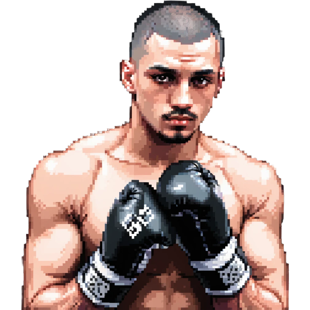 white man with dark hair, dark eyes, buzzcut faded haircut, wearing boxing gloves emoji