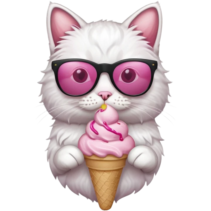 cat with pink ice cream in sunglasses emoji