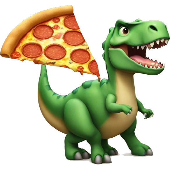 dino is eating a slice of pizza emoji